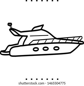 Motor yacht icon in outline style. Coloring template for modification and customizing  according to a specific task. 