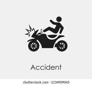 Motorbike accident vector icon. Symbol in Line Art Style for Design, Presentation, Website or Apps Elements, Logo. Pixel vector graphics - Vector