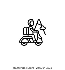 ícone e ilustração de contorno de aventura de moto