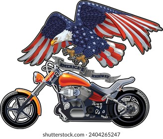 Motorbike and American Eagle USA flag