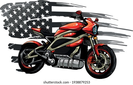 motorbike with american flag vector illustration design