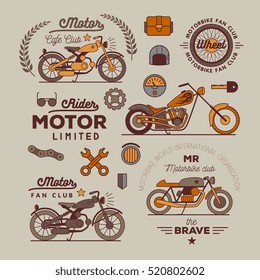 motorbike badget set, vector logo illustration.