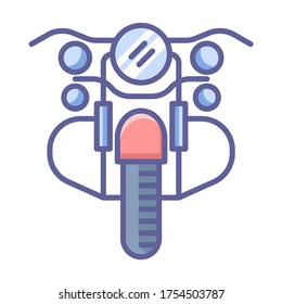 Motorbike, bikers, front view vector - color icon - transportation icons