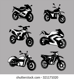 Motorbike black and white vector  image design set for illustration, labels, sticker, posters, postcards and other design needs.