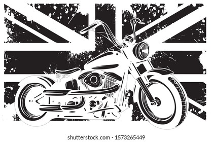 Motorbike and British flag and motorbike vector