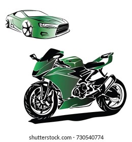 MOTORBIKE AND CAR VECTOR