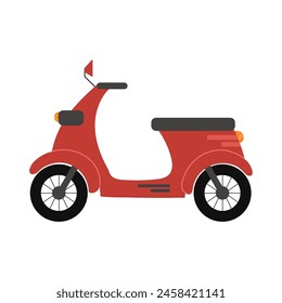 Motorbike in cartoon style isolated on white background. Cute motocycle vehicle flat design. Doodle transport for prints and logos. Vector illustration