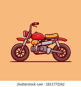 Motorbike Cartoon Vector Icon llustration. Motorcycle Vehicle Icon Concept Isolated Premium Vector. Flat Cartoon Style