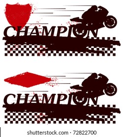 motorbike champion scene with winner and shield