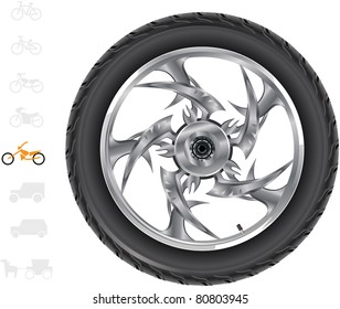 Motorbike (chopper) wheel  (3). 
The series of the detailed wheels of the different vehicles. In vector
