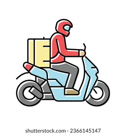 motorbike courier color icon vector. motorbike courier sign. isolated symbol illustration