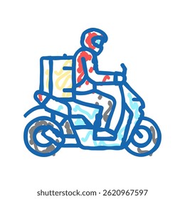 motorbike courier doodle icon sketch vector. motorbike courier sign. isolated symbol illustration