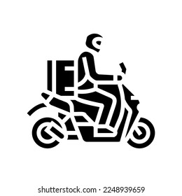 motorbike courier glyph icon vector. motorbike courier sign. isolated symbol illustration