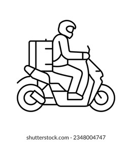 motorbike courier line icon vector. motorbike courier sign. isolated contour symbol black illustration