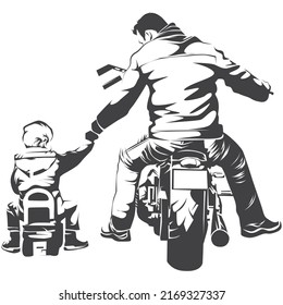 Motorbike Dad and Son Best Friend For Life