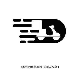 Motorbike and Delivery Logo. Icon and Symbol Vector Template.