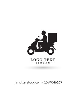 Motorbike & Delivery Man Logo. Icon & Symbol Vector Template.