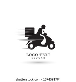 Motorbike & Delivery Man Logo. Icon & Symbol Vector Template.