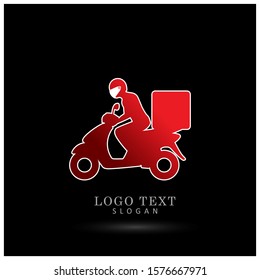 Motorbike & Delivery Man Logo. Icon & Symbol Vector Template.