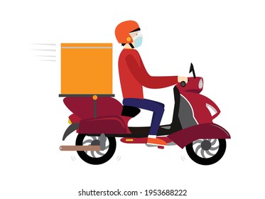 Motorbike Delivery Service concept. Editable Clip art. 