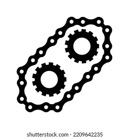 Motorbike Engine Chain Parts Icon | Black Vector Illustration |