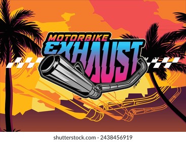 Motorbike exhaust trendy fashionable vector t-shirt and apparel design, typography, print, poster. Global swatches.