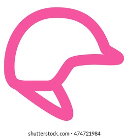 Motorbike Hardhat vector icon. Style is linear flat icon symbol, pink color, white background.