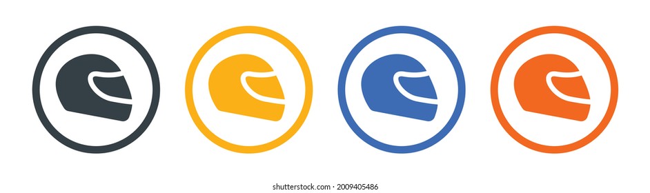 Motorbike helmet icon vector set. Head protection concept