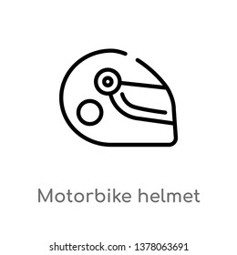 motorbike helmet vector line icon. Simple element illustration. motorbike helmet outline icon from security concept. Can be used for web and mobile