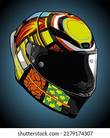 Motorbike Helmet Vector Template For Design Needs 