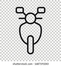 Motorbike icon in flat style. Scooter vector illustration on white isolated background. Moped vehicle business concept.