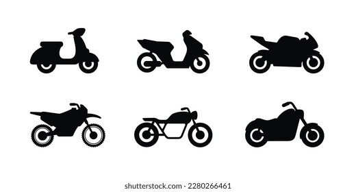 Motorbike icon set isolated on white background