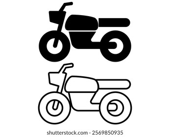 motorbike icon, simple flat style, pictogram logo sign symbol vector illustration, isolated on white for mobile app