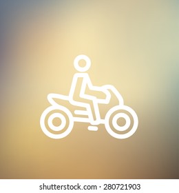 Motorbike icon thin line for web and mobile, modern minimalistic flat design. Vector white icon on gradient mesh background.
