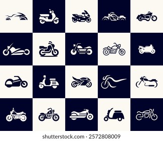 motorbike icon vector collection set