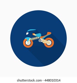 Motorbike icon, Vector flat long shadow design. Racing concept.