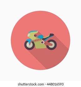 Motorbike icon, Vector flat long shadow design. Racing concept.