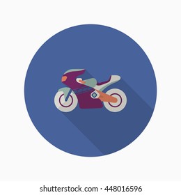 Motorbike icon, Vector flat long shadow design. Racing concept.