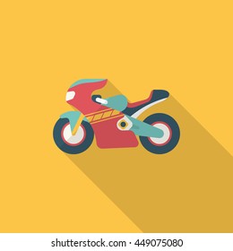 Motorbike icon, Vector flat long shadow design. Racing concept.