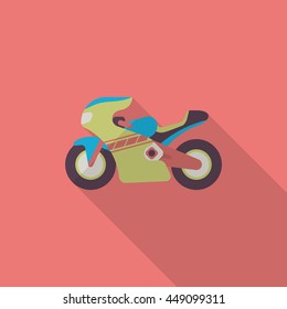 Motorbike icon, Vector flat long shadow design. Racing concept.