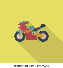 Motorbike icon, Vector flat long shadow design. Racing concept.