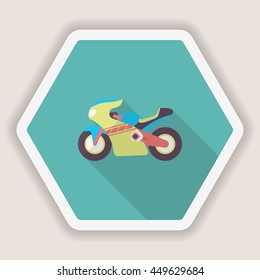 Motorbike icon, Vector flat long shadow design. Racing concept.