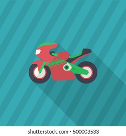 Motorbike icon, Vector flat long shadow design. Racing concept.