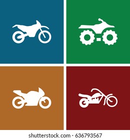 Motorbike icons set. set of 4 motorbike filled icons such as motorbike