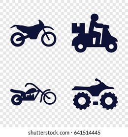 Motorbike icons set. set of 4 motorbike filled icons such as motorbike, motorcycle