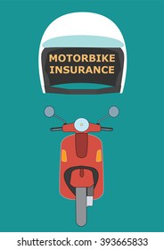 Motorbike insurance concept. Illustration of a helmet and a motorcycle. 