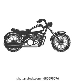 Motorbike isolated on white background. Design elements for logo, label, emblem, sign, badge. Vector illustration