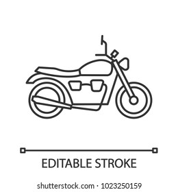 Motorbike linear icon. Thin line illustration. Motorcycle. Contour symbol. Vector isolated outline drawing. Editable stroke