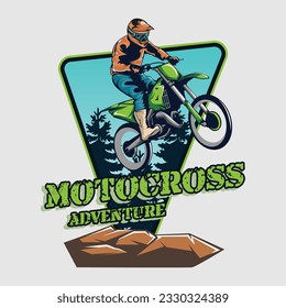 Motorbike Logo, Motocross Colorful Emblem