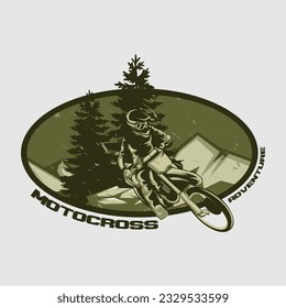 Motorbike Logo, Motocross Green Vintage Emblem